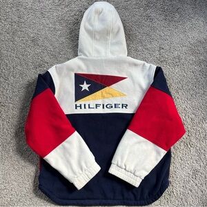 Tommy Hilfiger Jacket Size Large Yellow Jacket with Navy Trim and Flag Patch